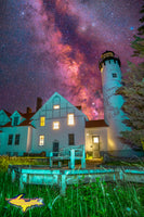 Michigan Photography  Iroquois Point Lighthouse and the Milky Way near Brimley Michigan.