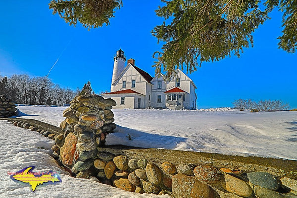 Michigan Landscape Photography Point Iroquois Winter Lighthouse Brimley, Michigan