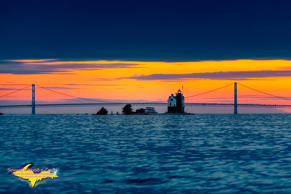 Michigan Landscape Photography Round Island Lighthouse Sunset in the Straits of Mackinac