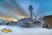 Whitefish Point Lighthouse Winter Scenery Photo Michigan's Upper Peninsula Photography For Sale