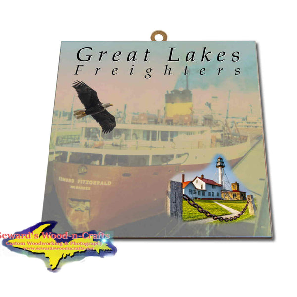 Great Lakes Freighters Hanging Art Edmund Fitzgerald Photo Tiles, Prints, Gifts & Collectibles