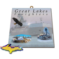 Great Lakes Freighters Hanging Art Tug Victory & Barge Maumee Photo Tiles, Prints, Gifts & Collectibles