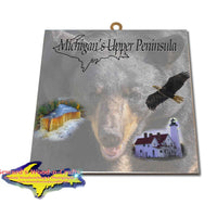 Michigan Made Artwork Michigan's Upper Peninsula Black Bear Hanging Photo Tiles