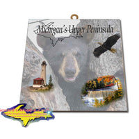 Michigan Made Artwork Michigan's Upper Peninsula Black Bear Cub Hanging Wildlife Photo Tiles