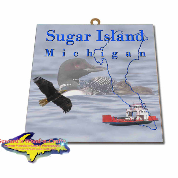 Michigan Made Artwork Sugar Island Michigan Loons Hanging Photo Tiles