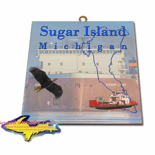 Michigan Made Artwork Sugar Island Michigan Stewart Cort Freighter Hanging Photo Tiles
