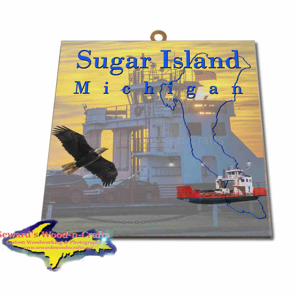 Michigan Made Artwork Sugar Island Ferry Michigan Hanging Photo Tiles
