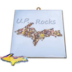 Michigan Made Artwork Michigan's Upper Peninsula U.P. Rocks Photo Tile. Inexpensive Michigan's Upper Peninsula gifts