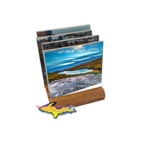 Michigan Coaster Set Lake Of The Clouds Images on Tile with Wood Base