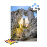 Michigan Jigsaw Puzzles Crisp Point Lighthouse Sunset Upper Peninsula Michigan Made
