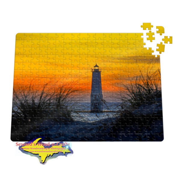 Michigan Gifts Frankfort Lighthouse Michigan Jigsaw Puzzle