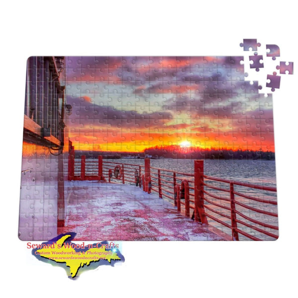 Michigan Jigsaw Puzzles Sugar Island Ferry Sunrise at Sault Michigan Upper Peninsula