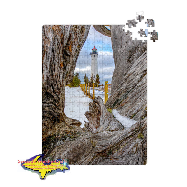 Michigan Jigsaw Puzzle Crisp Point Lighthouse Driftwood Winter 252 pc 11x14 Jigsaw Puzzles