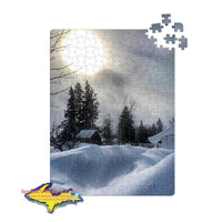 Michigan Jigsaw Puzzle Winter Sunset Sault Michigan 252 pc 11x14 Jigsaw Puzzles
