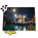 Michigan Jigsaw Puzzles Sugar Island Ferry Full Moon Sault Michigan Puzzle