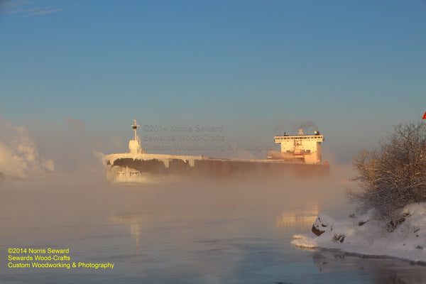 Great Lakes Freighters Photography Burns Harbor Winter Reflections.
