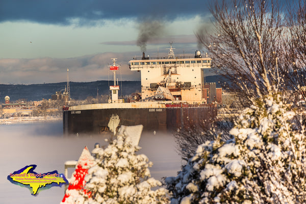 Great Lakes Freighters Photography Burns Harbor Winter On The Great Lakes at Mission Point Sault Michigan