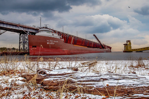 Great Lakes Freighters Photography M/V Hon. James L Oberstar at the Upper Harbor Ore Dock Marquette, Michigan