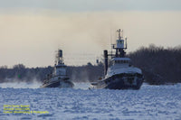 Great Lakes Freighter Ship Anglian Lady & Wilfred M Cohen Tugs In Ice 2014