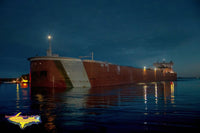 Great Lakes Freighters Photography Edwin H Gott Winter Night at Mission Point Sault Michigan
