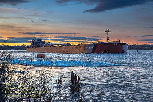 Great Lake Freighter Photo Presque Isle Sunset Image For Boat Nerd Lovers