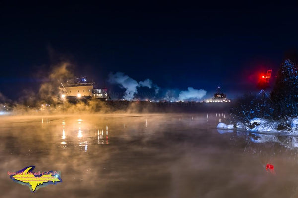 Great Lakes Freighter Stewart J. Cort  Cold Winter Night Photo 