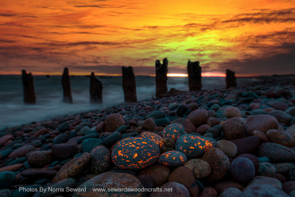 Yooperlite Rocks at Whitefish Point Sunset On Lake Superior!