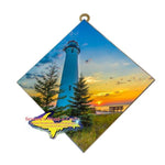 Crisp Point Lighthouse Hanging Photo Tiles Yooper Art & Gifts