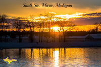 Sunset Photo Sault Ste. Marie, Michigan Photography Digital Print For Sale