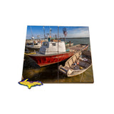 Puzzle coaster of Michigan's Upper Peninsula old fishing boats