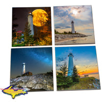 Michigan Made Coasters Crisp Point Lighthouse Drink Coaster Set Yooper Gifts