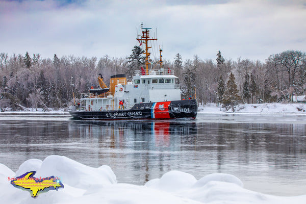 Great Lakes Freighters Photography United States Coast Guard Cutter Katmai Bay Heading up the Little Rapids Cut
