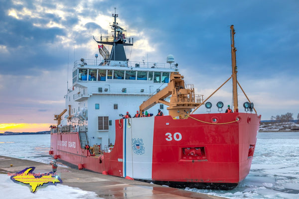 Great Lakes Freighters Photography United States Coast Guard Cutter Mackinaw at the Soo Locks