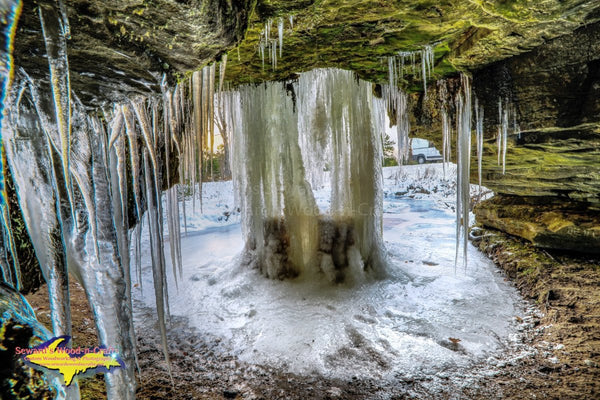 Michigan Photography Michigan waterfalls Scott Falls Ice Cave Photo