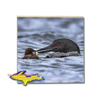 Michigan Made Drink Wildlife Photo Coaster Loon Feeding Time Yooper Gifts