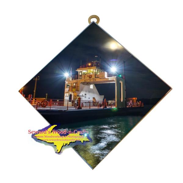 Sugar Island Ferry in the Moonlight Photo Tile Wall Art Sault Ste. Marie, Michigan