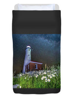 Crisp Point Lighthouse Photo Duvet Cover King Size Michigan's Upper Peninsula Gifts