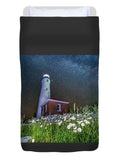 Crisp Point Lighthouse Photo Duvet Cover King Size Michigan's Upper Peninsula Gifts