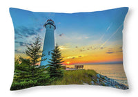 Lighthouse Crisp Point Sunset -2566 - Throw Pillow